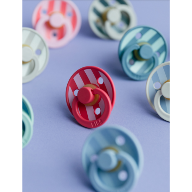 BIBS – Studio Collection - Fopspeen - Rond – Baby Pink/Coral Mix – Maat 1 – 2 Stuks