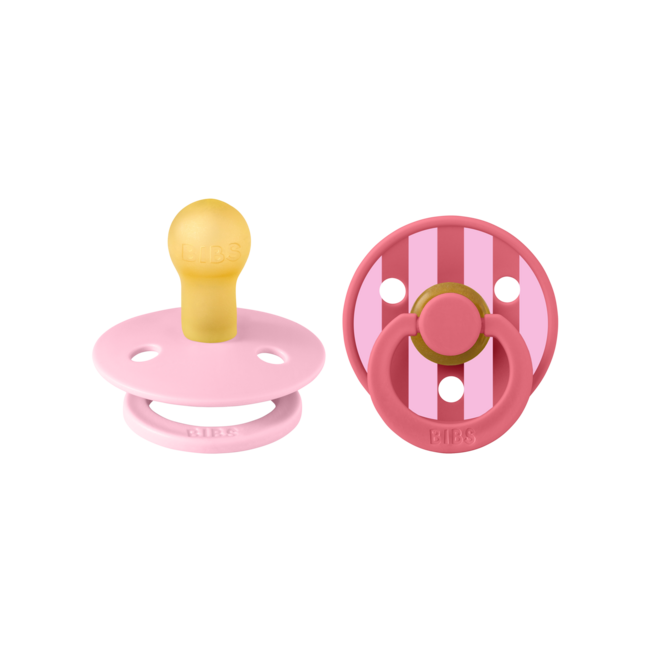 BIBS – Studio Collection - Fopspeen - Rond – Baby Pink/Coral Mix – Maat 1 – 2 Stuks