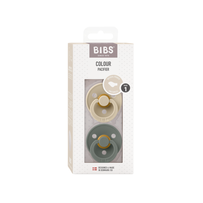 BIBS - Colour Fopspeen - Anatomisch - Maat 1 - Vanilla/Pine - 2 Stuks