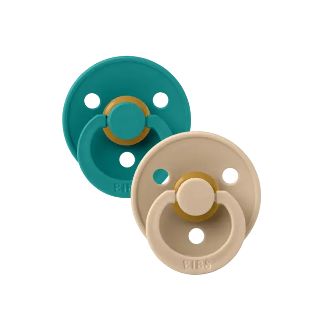 BIBS - Colour Fopspeen - Rond - Maat 1 - Taupe/Scuba - 2 Stuks