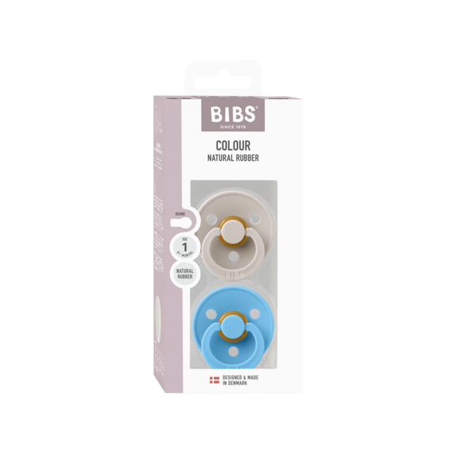 BIBS - Colour Fopspeen - Rond - Maat 1 - Mushroom/Breeze - 2 Stuks
