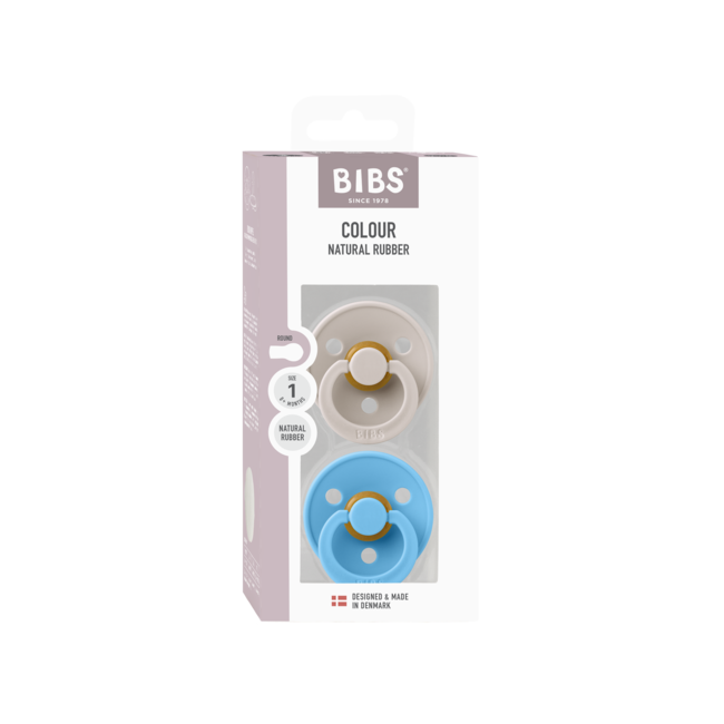 BIBS - Colour Fopspeen - Rond - Maat 2 - Mushroom/Breeze - 2 Stuks