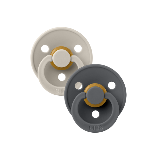BIBS - Colour Fopspeen - Rond - Maat 2 - Sand/Iron - 2 Stuks