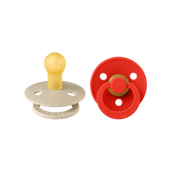 BIBS - Colour Fopspeen - Rond - Maat 1 - Vanilla/Candy Apple - 2 Stuks