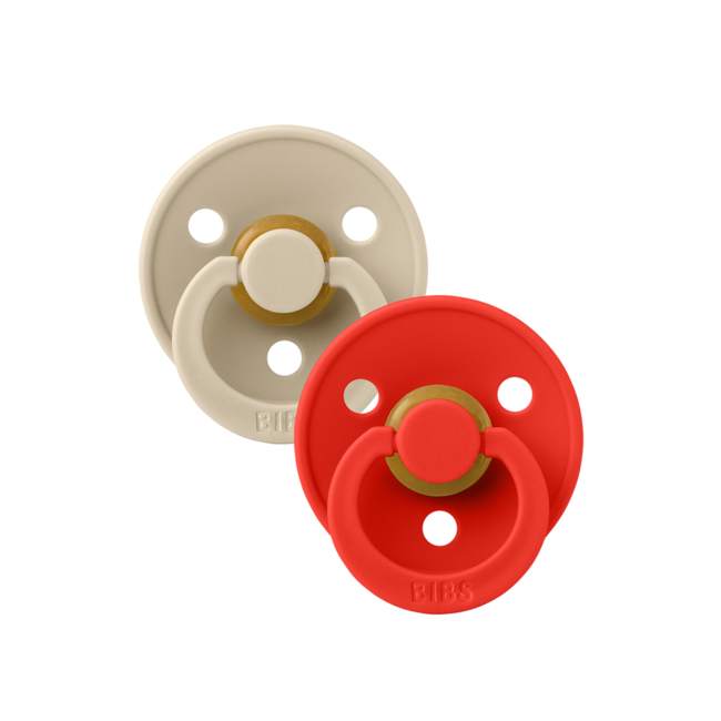 Bibs BIBS - Colour Fopspeen - Rond - Maat 1 - Vanilla/Candy Apple - 2 Stuks