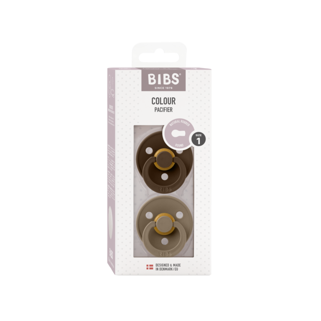 BIBS - Colour Fopspeen - Rond - Maat 1 - Mocha/Dark Oak - 2 Stuks