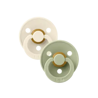 Bibs BiBS - Colour Pacifier - Stage 1 Fopspeen - 0+ maanden - 2 stuks - Ivory / Sage
