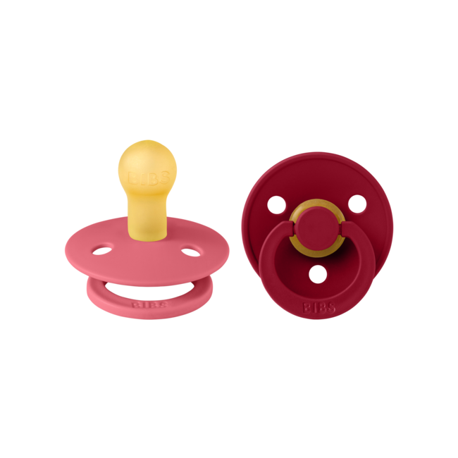 BIBS - Colour Fopspeen - Rond - Maat 2 - Coral/Ruby - 2 Stuks