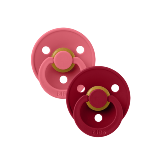 Bibs BIBS - Colour Fopspeen - Rond - Maat 2 - Coral/Ruby - 2 Stuks