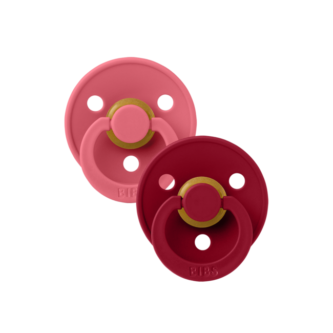BIBS - Colour Fopspeen - Rond - Maat 2 - Coral/Ruby - 2 Stuks