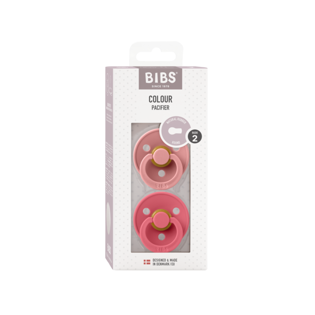 BIBS - Colour Fopspeen - Rond - Maat 2 - Dusty Pink/Coral - 2 Stuks