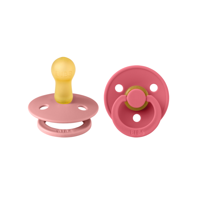 BIBS - Colour Fopspeen - Rond - Maat 2 - Dusty Pink/Coral - 2 Stuks