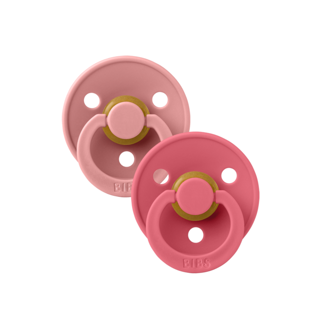 Bibs BIBS - Colour Fopspeen - Rond - Maat 2 - Dusty Pink/Coral - 2 Stuks