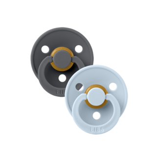 Bibs BIBS - Colour Fopspeen - Rond - Maat 2 - Iron/Baby Blue - 2 Stuks