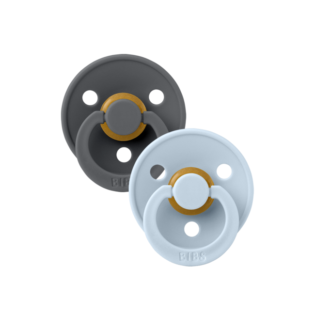 Bibs BiBS - Colour Pacifier - Stage 1 Fopspeen - 0+ maanden - 2 stuks - Iron / Baby Blue