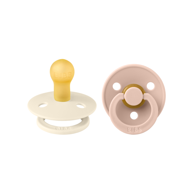 BIBS - Colour Fopspeen - Rond - Maat 1 - Ivory/Blush - 2 Stuks