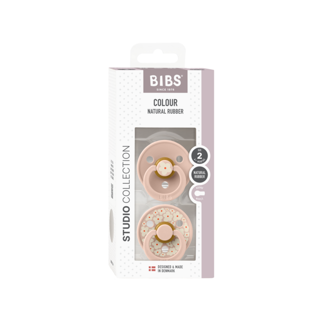 BIBS – Studio Collection - Fopspeen - Rond – Jasmine/Blush – Maat 2 – 2 Stuks
