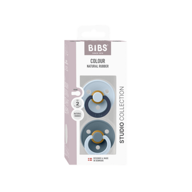 BIBS – Studio Collection - Fopspeen - Rond – Baby Blue/Petrol – Maat 2 – 2 Stuks