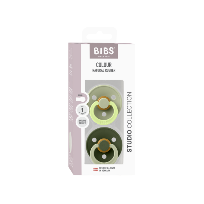 BIBS – Studio Collection - Fopspeen - Rond – Sage/Hunter Green – Maat 1 – 2 Stuks