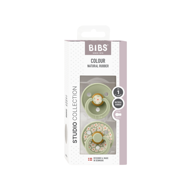 BIBS – Studio Collection - Fopspeen - Rond – Jasmine/Sage – Maat 1 – 2 Stuks