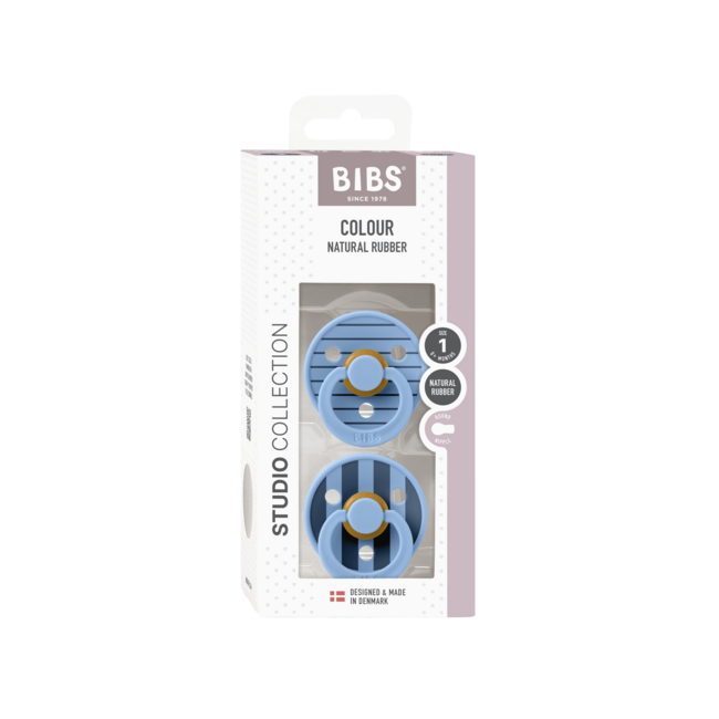 BIBS – Studio Collection - Fopspeen - Rond – Sky Blue – Maat 2 – 2 Stuks
