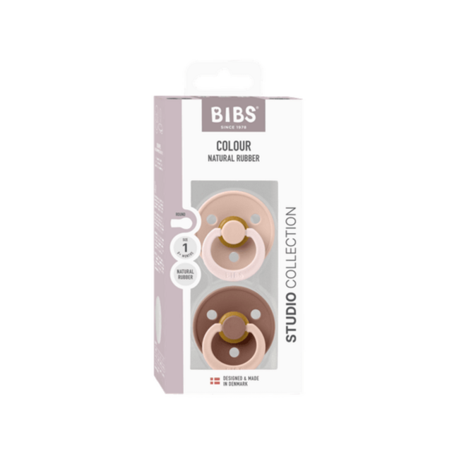 BIBS – Studio Collection - Fopspeen - Rond – Blush/Woodchuck – Maat 2 – 2 Stuks