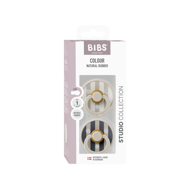 BIBS – Studio Collection - Fopspeen - Rond – Sand Mix – Maat 1 – 2 Stuks