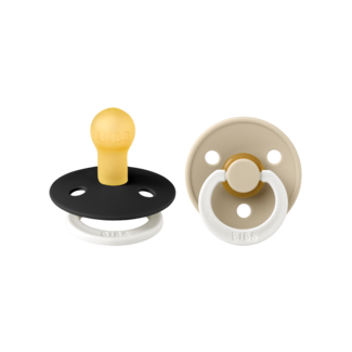 Bibs BiBS - Glow in the Dark - Maat 1 - Fopspeen - Rond - Black/Vanilla