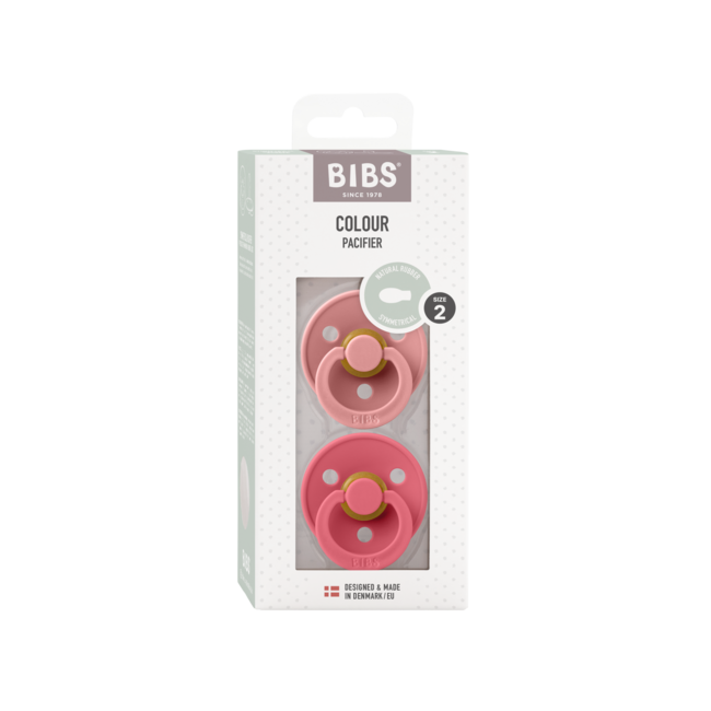 BIBS - Colour Fopspeen - Symmetrisch - Maat 2 - Dusty Pink/Coral