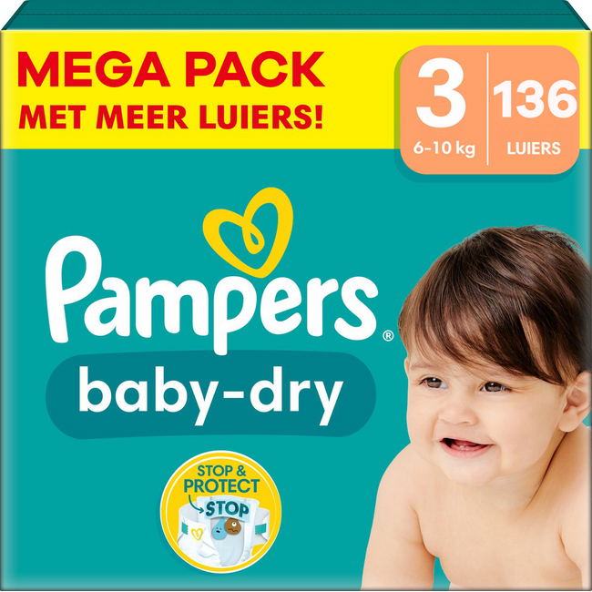Pampers - Baby Dry - Maat 3 - Mega Pack - 136 stuks - 6/10 KG