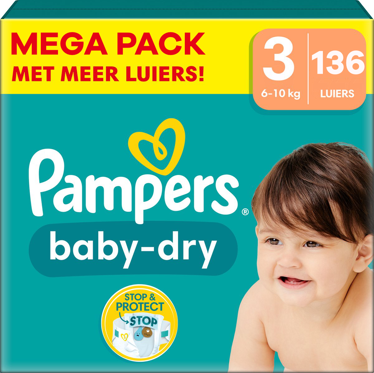 Pampers  Baby Dry - Maat 3 - Mega Pack - 136 stuks - 6/10 KG
