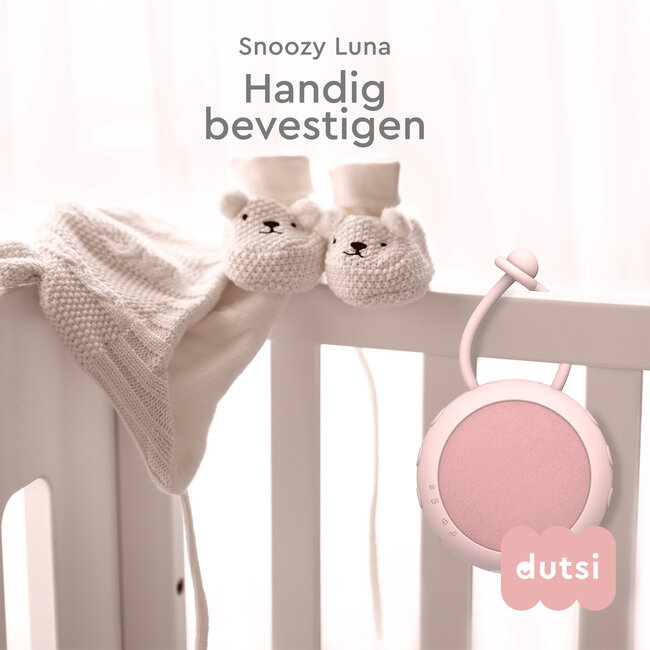 Dutsi - Snoozy Luna - White Noise Machine - 10 Geluiden - Timer - Nachtlampje - Baby Pink