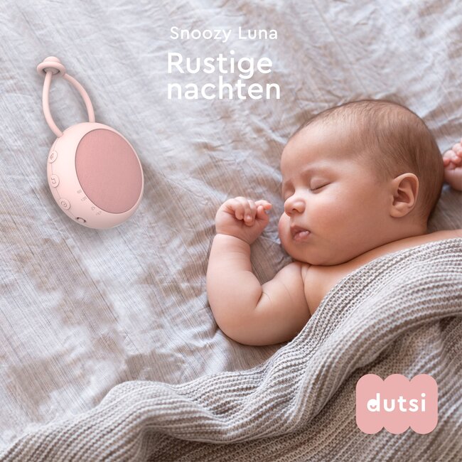 Dutsi - Snoozy Luna - White Noise Machine - 10 Geluiden - Timer - Nachtlampje - Baby Pink