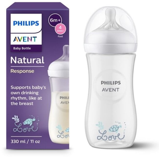 Philips Avent - Natural Response - Babyfles – 330 ml – Love – 6m+
