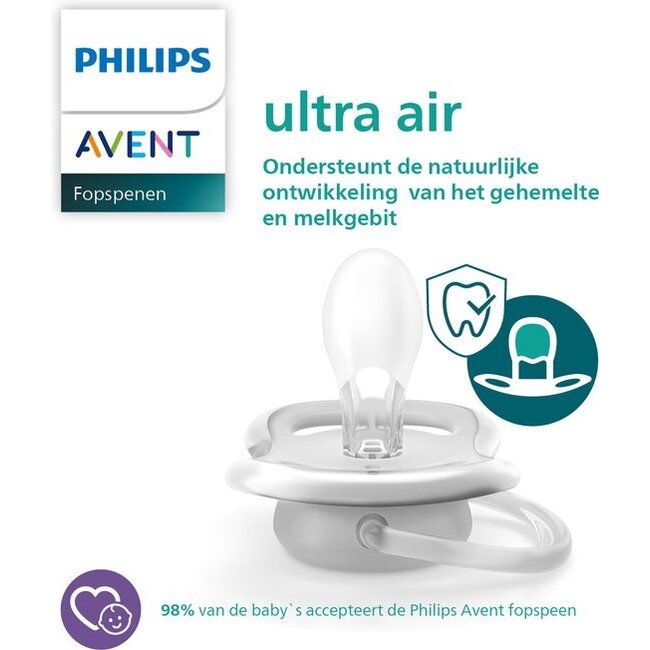 Philips Avent - Ultra Air - Fopspeen – 18+ Maanden – Walvis – 2 Stuks