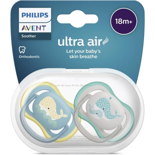 Philips Avent - Ultra Air - Fopspeen – 18+ Maanden – Walvis – 2 Stuks
