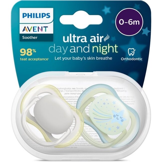 Philips Avent - Ultra Air - Day & Night - Fopspeen - 0-6 maanden – 2 stuks