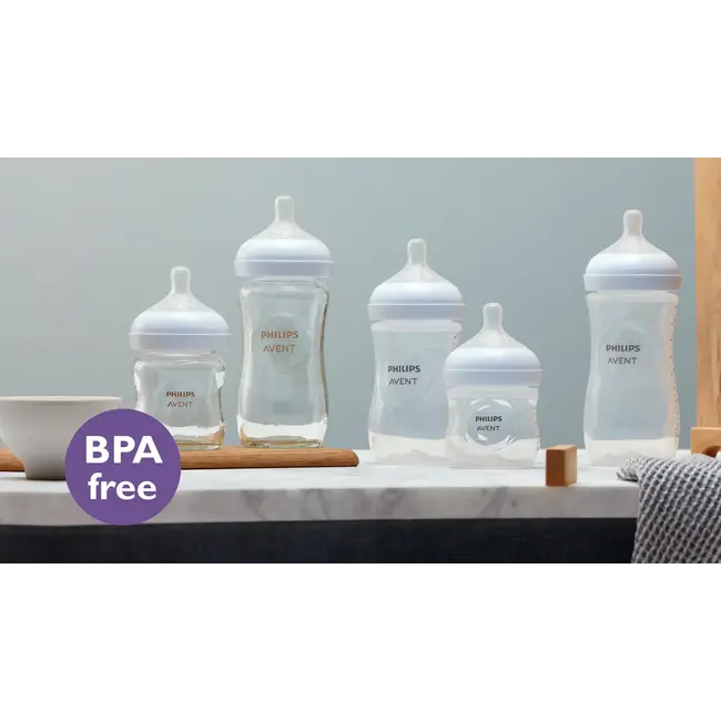 Philips Avent - Glazen Cadeauset – Natural Response – 5 Flessen + 2 Fopspenen + Flessenborstel