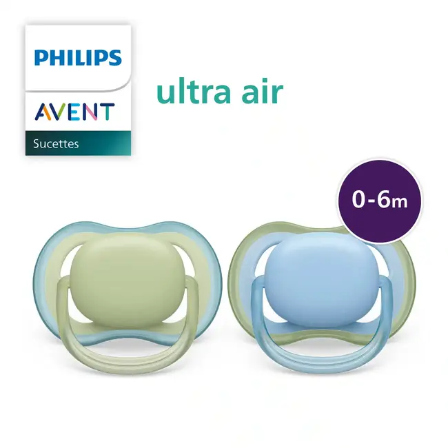Philips Avent - Ultra Air - Fopspeen – 0-6 maanden - Pistache/Blauw – 2 stuks