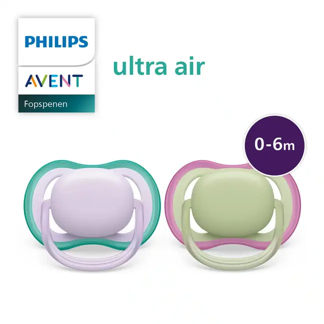 Philips Avent - Ultra Air - Fopspeen – 0-6 maanden - Pistache/Lila – 2 stuks