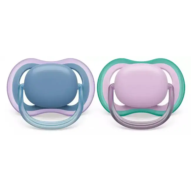 Philips Avent - Ultra Air - Fopspeen – 6-18 maanden - Lila/Blauw – 2 stuks