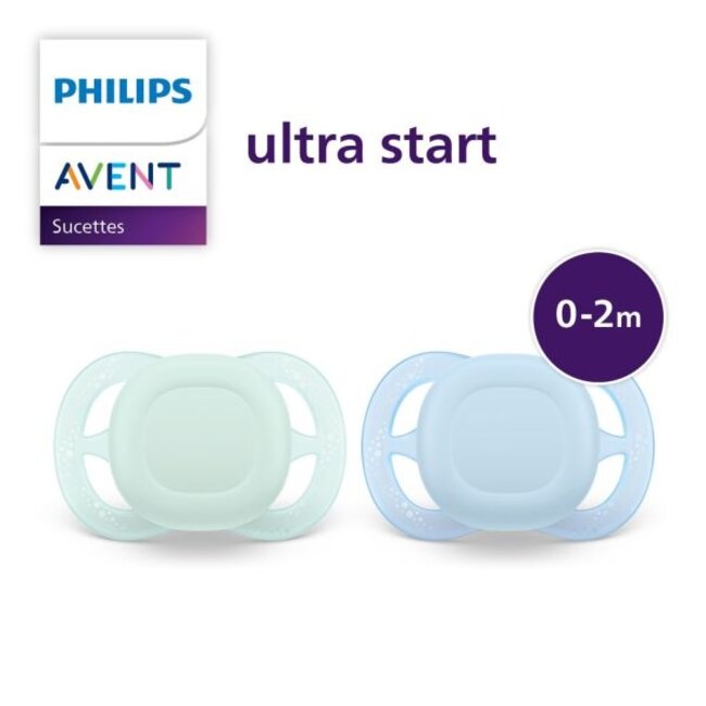 Philips Avent - Ultra Start - Fopspeen – 0-2 maanden – Groen/Blauw - 2 stuks
