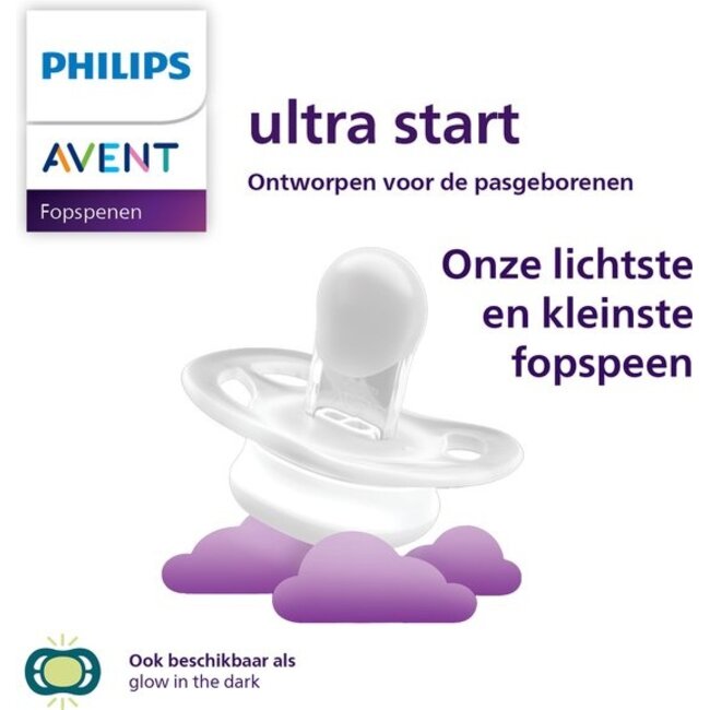 Philips Avent - Ultra Start - Fopspeen – Glow in the Dark – 0-2 maanden – 2 stuks