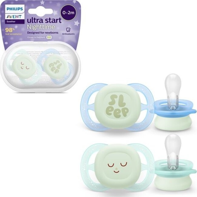 Philips Avent - Ultra Start - Fopspeen – Glow in the Dark – 0-2 maanden – 2 stuks