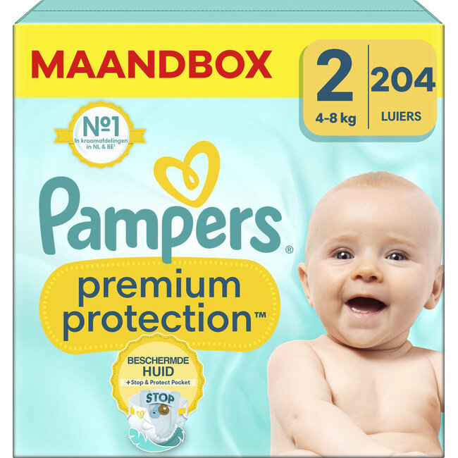 Pampers Pampers - Premium Protection - Maat 2 - Maandbox - 204 Stuks - 4-8 kg