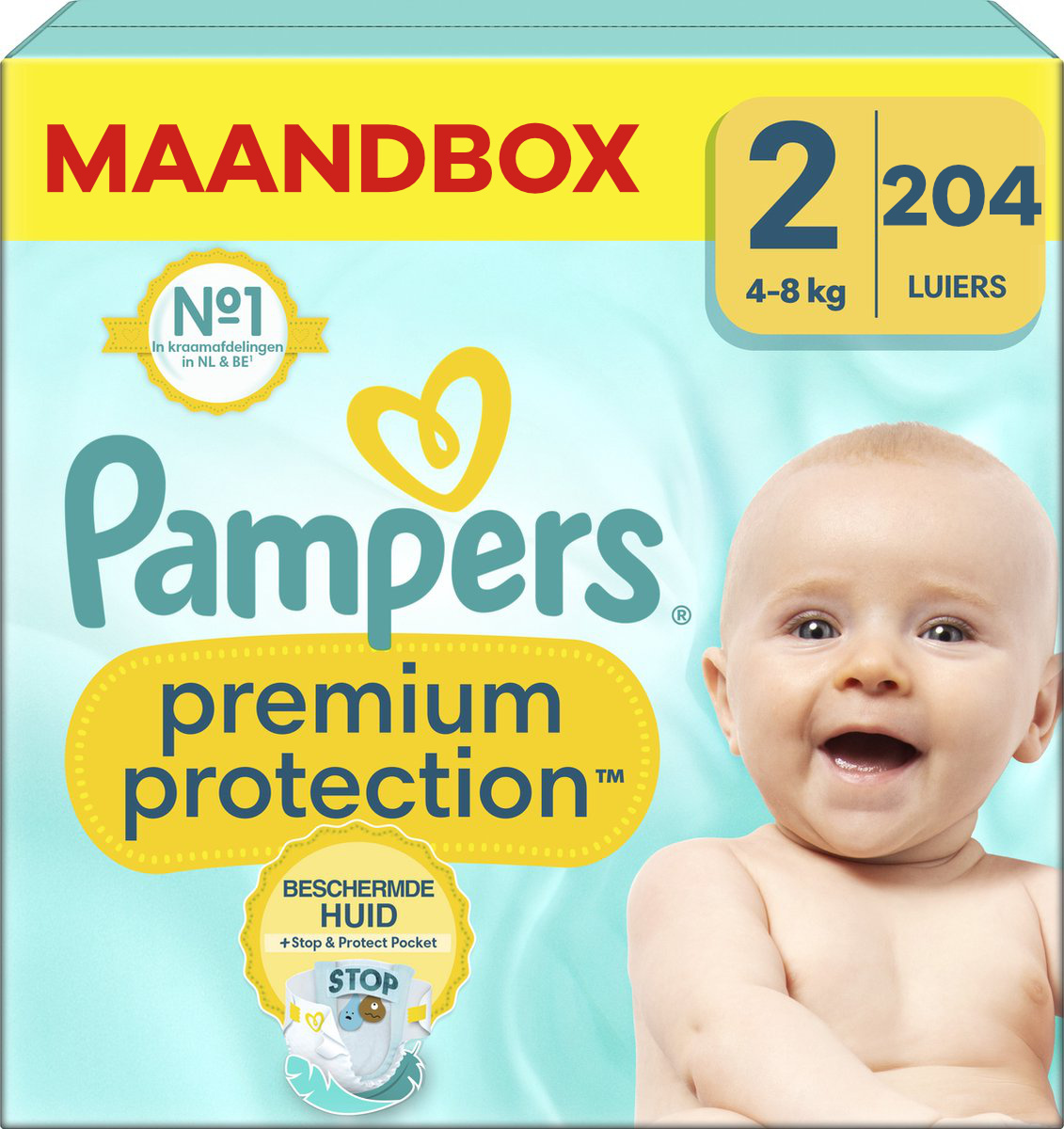 Pampers  Premium Protection - Maat 2 - Maandbox - 204 Stuks - 4-8 kg