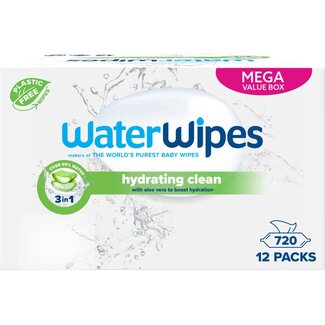 Waterwipes WaterWipes Hydrating Clean Billendoekjes – 12 Pack – 720 Babydoekjes met Aloe Vera
