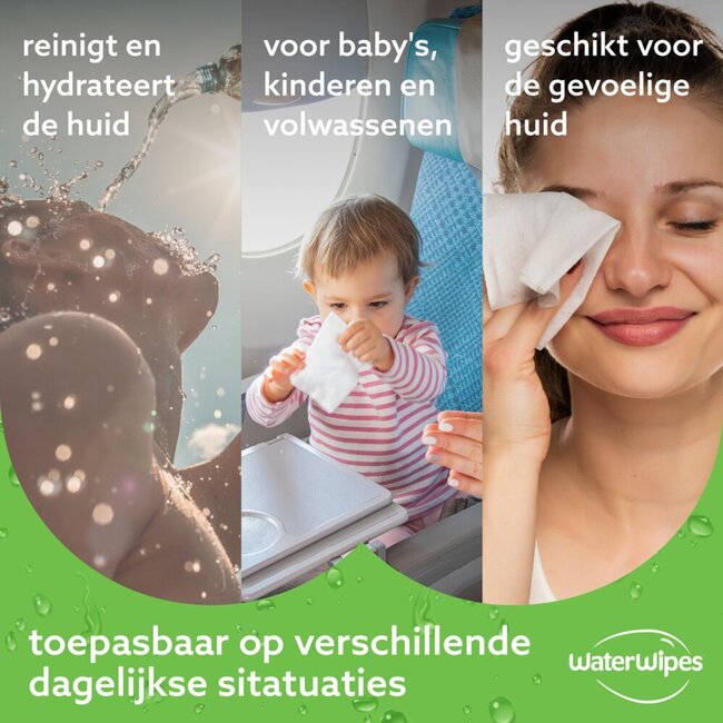 WaterWipes Hydrating Clean Billendoekjes – 1 Pack – 60 Babydoekjes met Aloe Vera