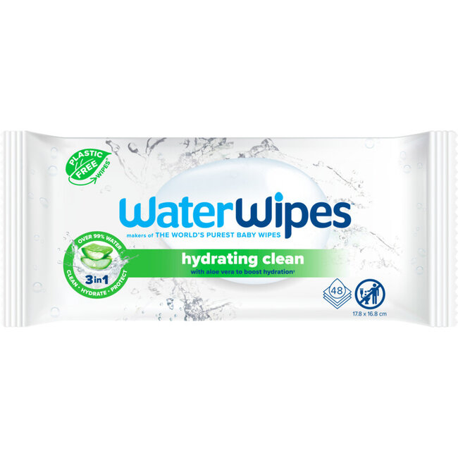 WaterWipes Hydrating Clean Billendoekjes – 1 Pack – 60 Babydoekjes met Aloe Vera