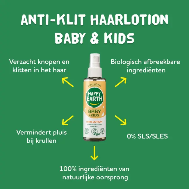 Happy Earth - Anti-Klit - Haarlotion - Baby & Kids – 150ml